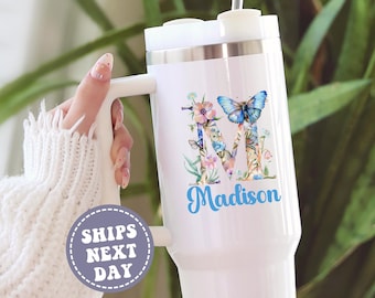 Monogram Tumblers Custom 40 oz Tumbler with Name Tumbler with Lid & Straw Personalized Gift For Her Monogram Tumbler Cup initial tumbler