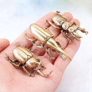 Brass Insect Tea Pets – Pure Copper Beetle Figurines, Zen Desk Decor, Creative Animal Sculptures, Father&#39;s Day & Summer Gift Idea