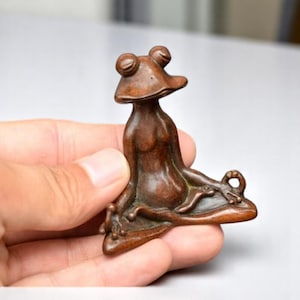Chinesische antike Kupfer Frosch Statue - Handgefertigte Meditation Ornament, seltene Feng Shui Wohnkultur, spirituelles Geschenk, einzigartige Sammler Kunst