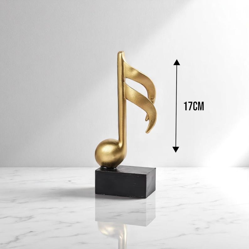 Golden Musical Note Figurine – Resin Music Decor Statue – Modern Desk ...