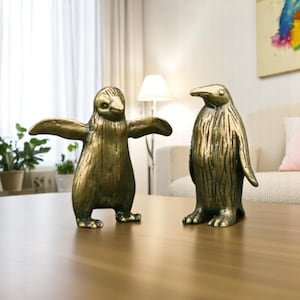 Vintage Penguin Figurine – Handcrafted Solid Brass Animal Statues, Unique Brass Sculptures, Home Decor Gift, Perfect for Christmas, Weddings