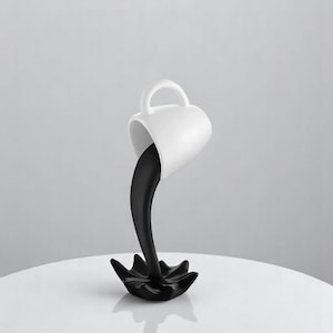 Floating Spilling Coffee Cup Sculpture – Magic Pouring Splash Kitchen Art, Unique Home Decor, Perfect Gift for Coffee Lovers & Enthusiasts