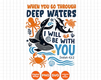 Christian Ocean Scripture PNG SVG: Beachy Bible Verse Design