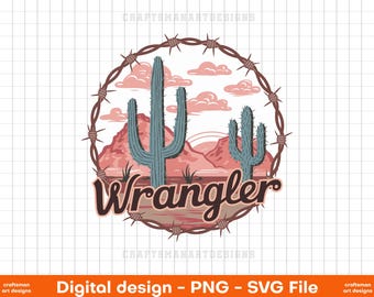 Wrangler Png Distressed Western, Design retrô vintage moderno para sacolas de camisetas, Sublimação ocidental, Design digital, sobremesa png