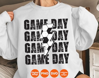 Game Day Soccer Retro Lightning Bolt Png, Soccer Mom Lightning Bolt Png, Soccer Mama Lightning Bolt Png , Game Day Lightning Bolt Svg
