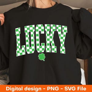 Checkered Lucky St Patrick&#39;s Day Coquette Png, St Patricks day svg, Lucky png, St Patrick,Lucky Vibes Svg, Lucky Vibes Png, St.Patrick&#39;s Day