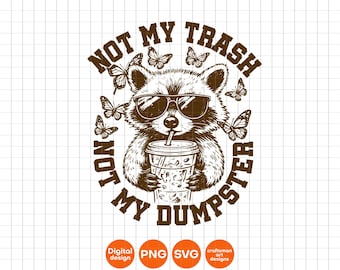 Snarky Raccoon PNG: Funny Iced Coffee Design (SVG & PNG)