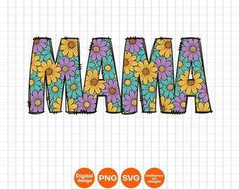 Mamá floral bohemia SVG PNG: Diseño floral elegante