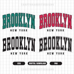 Brooklyn New York SVG, Download Digitale, America SVG, Carattere College SVG, Stato Americano. File di taglio vettoriale Cricut, Silhouette