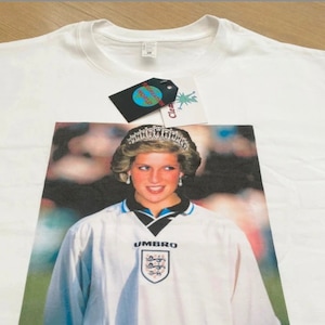 Princess Diana England T Shirt Vintage 96 Football Top 1996 Summer