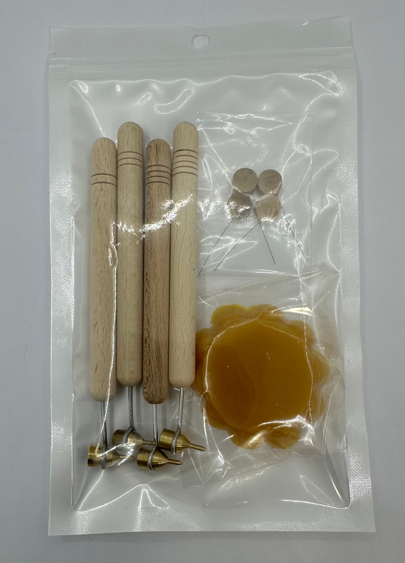 Set van 4 kistky 0,2 mm, 0,3 mm, 0,4 mm, 0,5 mm, 15 gram 100% bijenwas voor paaseieren afbeelding 3