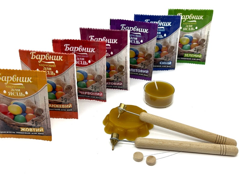 Kit de décoration d'oeufs de Pâques, oeuf de Pâques ukrainien, coffret cadeau, fabrication d'oeufs de Pâques, fournitures artistiques, oeufs de Pâques, cire d'abeille, kistky. image 2