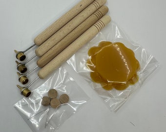 Set de 4 kistky 0,2mm, 0,3mm, 0,4mm, 0,5mm, + 15 gramos de cera de abejas 100% para huevos de Pascua