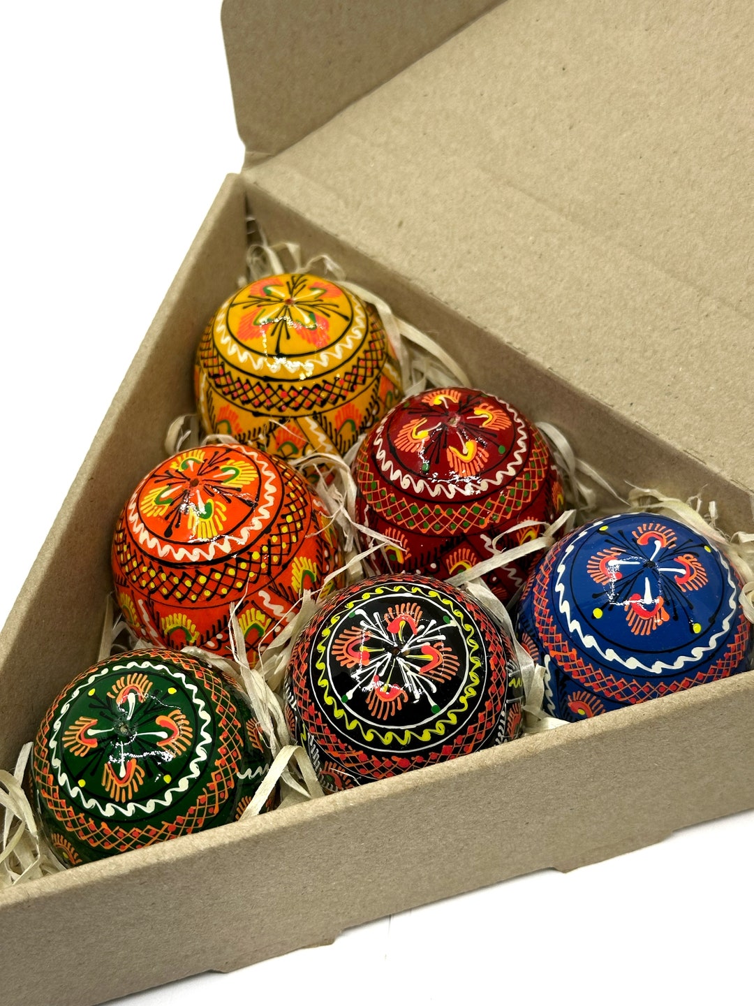 Set of 6 Ukrainian Wooden Easter Eggs, Pysankas, Ukrainian Souvenirs ...