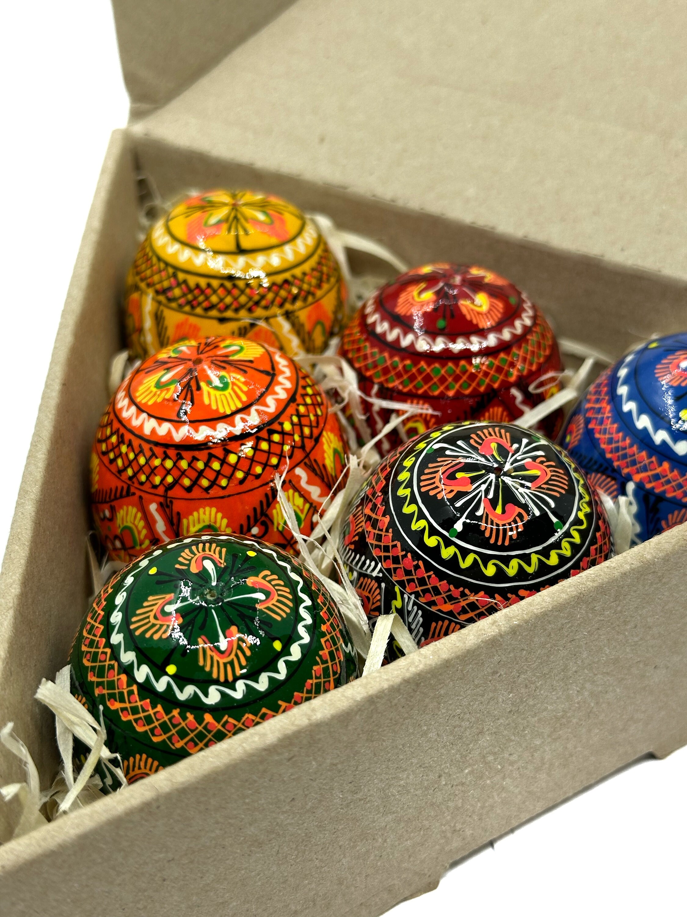 Set of 6 Ukrainian Wooden Easter Eggs, Pysankas, Ukrainian Souvenirs ...
