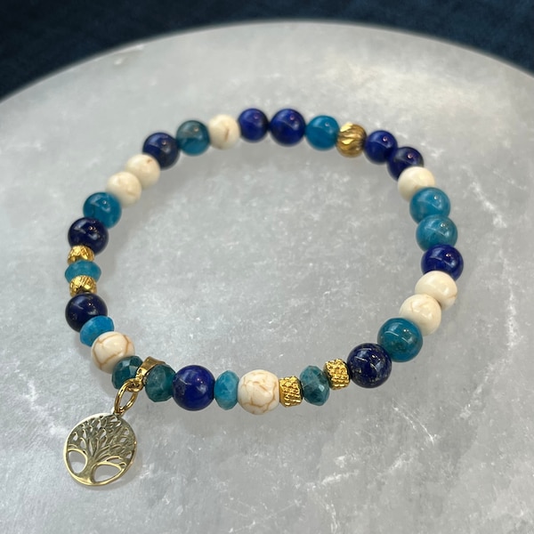 Bracelet Femme Lapis Lazuli, Magnésite, Apatite