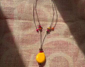 Sautoir réglable Tagua Jaune