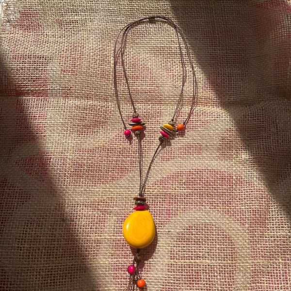 Sautoir réglable Tagua Jaune