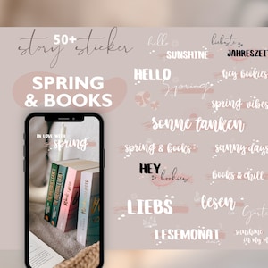 50 Instagram Story Sticker spring & books cozy bookstagram Bild 1