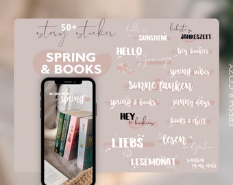 50+ Instagram Story Sticker spring & books | cozy bookstagram