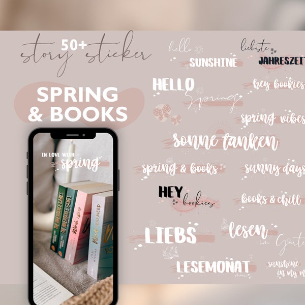 50+ Instagram Story Sticker spring & books | cozy bookstagram