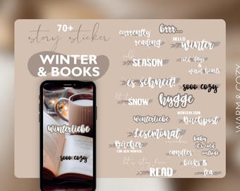 70+ Instagram Story Sticker winter & books  | cozy bookstagram | winter