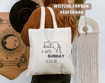 Baumwolltasche | Lazy Sunday Club | nachhaltiger Stoffbeutel | Geschenkidee | Katzenliebhaber