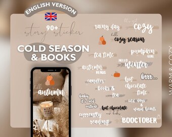 90+ Instagram Story Sticker cold season & books  | english version | cozy bookstagram