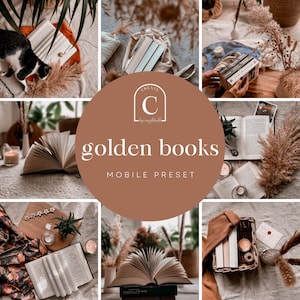 Lightroom Mobile Preset golden books | bookstagram preset | Instagram filters