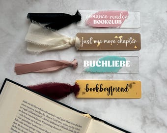 Personalisiertes Acryl Lesezeichen mit Wunschtext | Boho Booktok Geschenk für Leserinnen | Handbemalt mit Gold | Ästhetisches Unikat