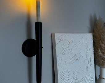 MINI Torch Wall Candle Sconce 16’’ Matte Black