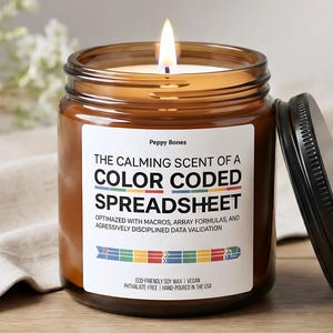 The Calming Scent Of A Color Coded Spreadsheet Candle Funny Accountant Gift for Data Analyst CPA Candle for Office Humor
