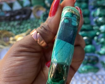 Handmade bracelet in malaquite and copper from Katanga