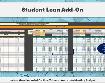 Student Loan Add-On For Monthly Budget - Integrate Into Your Existing Monthly Budget Or Use As Stand-Alone - Google Sheets