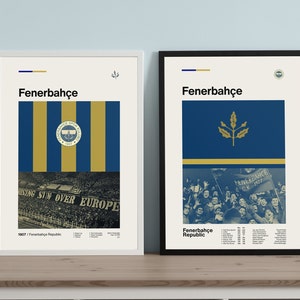 2 pôsteres estilo retrô do Fenerbahçe, Fenerbahçe, impressões, arte de parede, pôster, presentes, Fenerbahçe, pôster retrô, vibrante, Arda Guler, Alex
