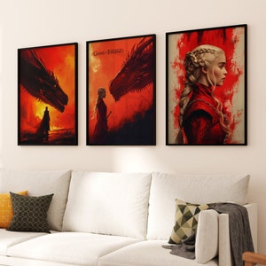 3 Hi-Quality Epic Game of Thrones Posters, Khaleesi, Printings, Wall Art, Poster, Gifts, got, Movie Poster, Snow, House of Dragon, Targaryen