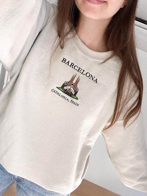 Barcelona Embroidered Sweatshirt Spain Sweatshirt Catalonia Sweatshirt Etsy