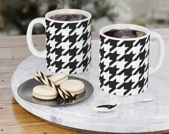 Chic Houndstooth Pattern Mugs - High-Quality Ceramic - Ideal for Daily Use - Stylish Gift for Friends