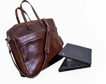 Porte-documents en cuir pleine fleur, sac besace pour ordinateur portable en cuir fait main, sac à bandoulière de voyage en cuir personnalisé, sac de bureau à bandoulière.