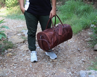 Leder Duffle Reisetasche Herren Leder Overnight Weekender Bag Handgefertigte Leder Duffle Bag Handgepäck Groomsmen's Geschenke Turnbeutel