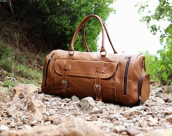 Handmade Leather Duffle bag-Travel Duffle  Bag-Leather Weekender-Gym Bag-Overnight bag-Carry on bag-Leather Holdall-Leather Luggage