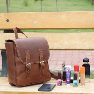 Handmade Leather Backpack for Women-Rucksack-Shoulder Bag-Leather Laptop Bag-Mini Backpack for girls-City Backpack for women&#39;s-Gift for her
