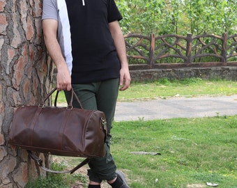 Personalisierte Herren Reisetasche-Leder Reisetasche-Leder Weekender Tasche Männer Overnight bag-Echtes Leder Reisetasche Gepäck Kabine
