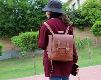 Personalized leather backpack-Women Leather Backpack- Genuine Leather backpack-Travel bag-College Shoulder backpack-Leather Rucksack