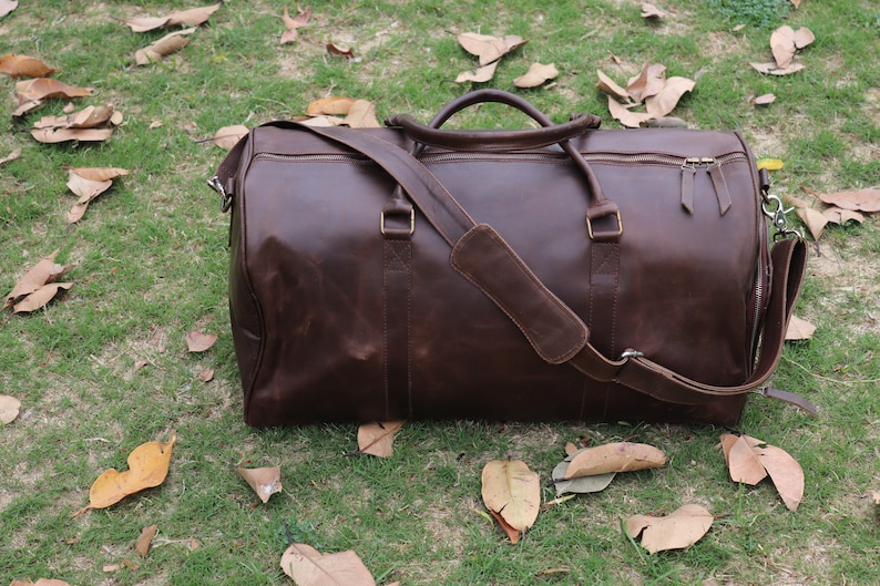Personalized Duffle Bag-leather Men's Holdall-weekender Bag Men ...