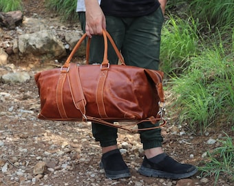 Full Grain Leather Duffle Bag-Leather Overnight Travel Bag-Weekend Bag-Personalized gifts-Leather Gym Bag-Gift for him Weekender Holdall Bag