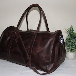 Personalisierte Vollnarbenleder Reisetasche mit Schuhfach Reisegepäck Kabine-Overnight Weekender Tasche-Tan Duffel Bag-Gym Sporttasche