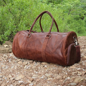 Vollnarbenleder Personalisierte Duffle Bag-Leder Reisetasche Weekender Sporttasche-Geschenk für ihn Weekender Tasche