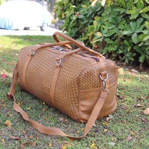 The Turin Woven Leather Duffel Bag
