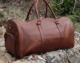 Handcrafted Leather Duffle Bags Men's Travel Bag Leather Carry on Luggage Cabin Bag Leather Holdall Bag leather Overnight Weekender Gym Bags
